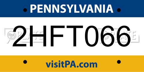 2HFT066 Pennsylvania License Plate