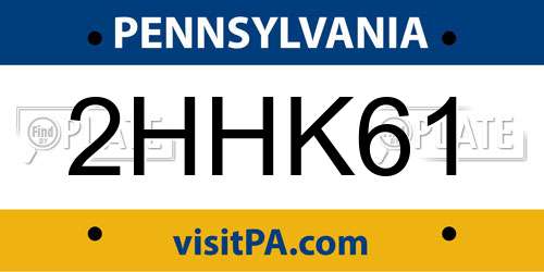 2HHK61 Pennsylvania License Plate