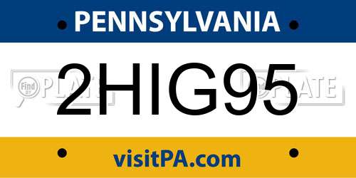 2HIG95 Pennsylvania License Plate