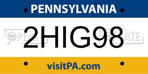 2HIG98 Pennsylvania License Plate