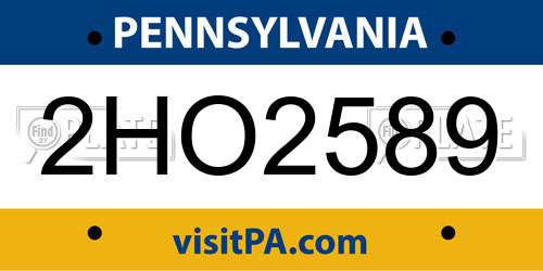 2HO2589 Pennsylvania License Plate
