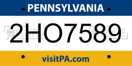 2HO7589 Pennsylvania License Plate