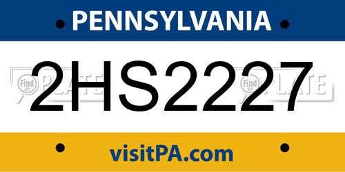 2HS2227 Pennsylvania License Plate