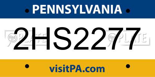 2HS2277 Pennsylvania License Plate