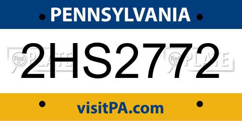 2HS2772 Pennsylvania License Plate