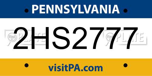 2HS2777 Pennsylvania License Plate