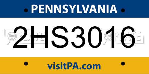 2HS3016 Pennsylvania License Plate