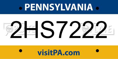 2HS7222 Pennsylvania License Plate