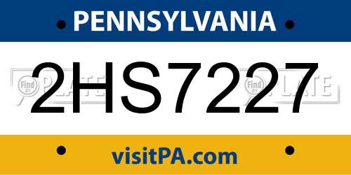 2HS7227 Pennsylvania License Plate