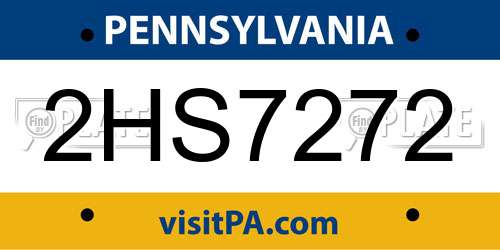2HS7272 Pennsylvania License Plate