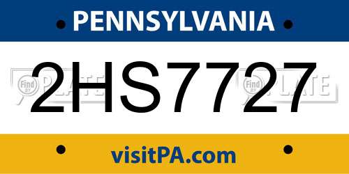 2HS7727 Pennsylvania License Plate