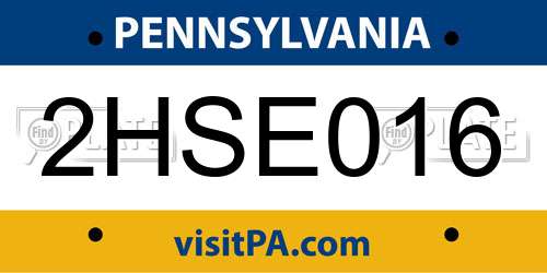 2HSE016 Pennsylvania License Plate