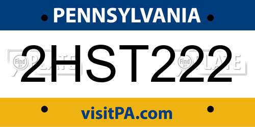 2HST222 Pennsylvania License Plate