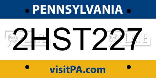 2HST227 Pennsylvania License Plate