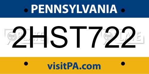 2HST722 Pennsylvania License Plate