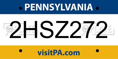 2HSZ272 Pennsylvania License Plate