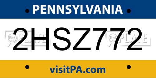 2HSZ772 Pennsylvania License Plate