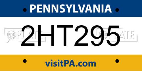 2HT295 Pennsylvania License Plate