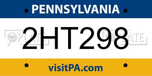 2HT298 Pennsylvania License Plate