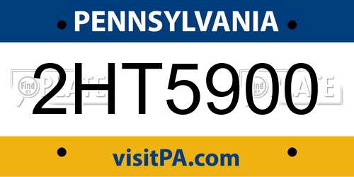 2HT5900 Pennsylvania License Plate