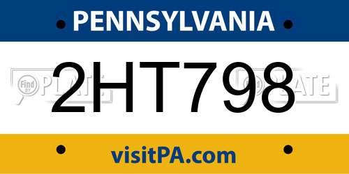2HT798 Pennsylvania License Plate