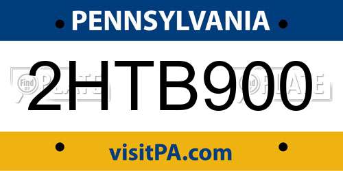 2HTB900 Pennsylvania License Plate