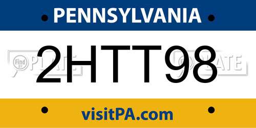 2HTT98 Pennsylvania License Plate