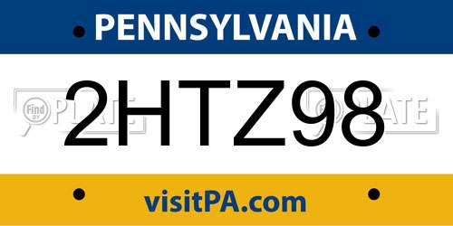 2HTZ98 Pennsylvania License Plate