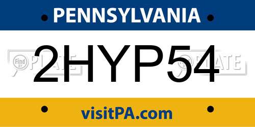 2HYP54 Pennsylvania License Plate