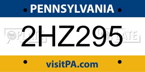 2HZ295 Pennsylvania License Plate