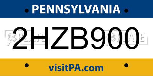2HZB900 Pennsylvania License Plate