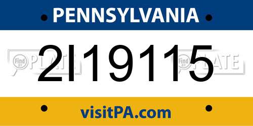 2I19115 Pennsylvania License Plate