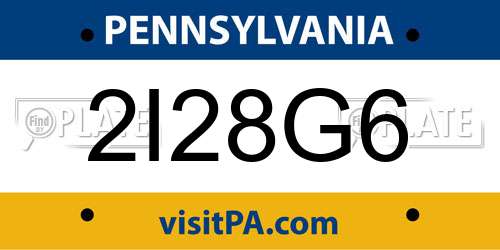 2I28G6 Pennsylvania License Plate