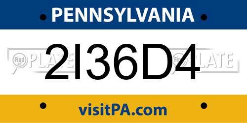2I36D4 Pennsylvania License Plate