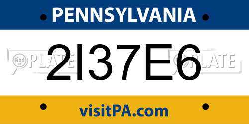 2I37E6 Pennsylvania License Plate