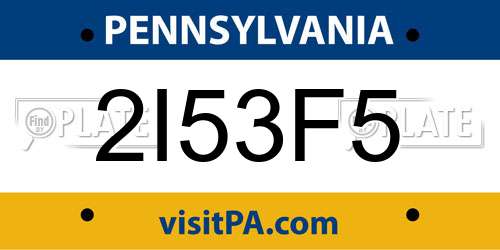 2I53F5 Pennsylvania License Plate