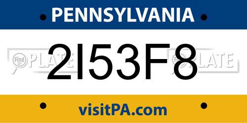 2I53F8 Pennsylvania License Plate
