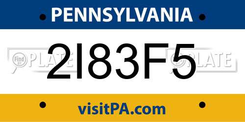 2I83F5 Pennsylvania License Plate