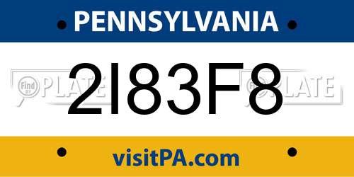 2I83F8 Pennsylvania License Plate