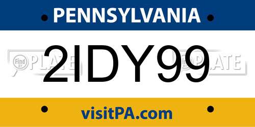 2IDY99 Pennsylvania License Plate