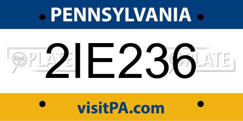 2IE236 Pennsylvania License Plate