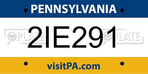 2IE291 Pennsylvania License Plate