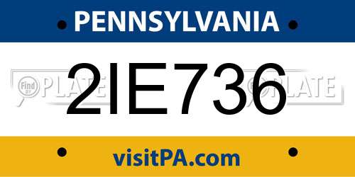 2IE736 Pennsylvania License Plate