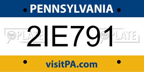 2IE791 Pennsylvania License Plate
