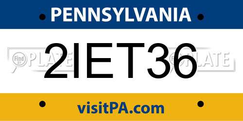 2IET36 Pennsylvania License Plate