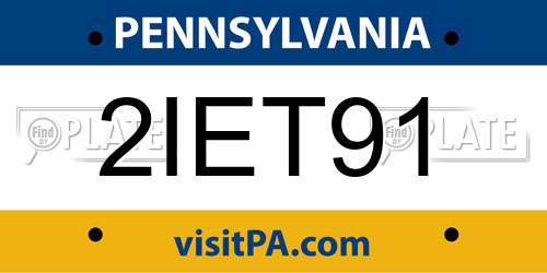2IET91 Pennsylvania License Plate