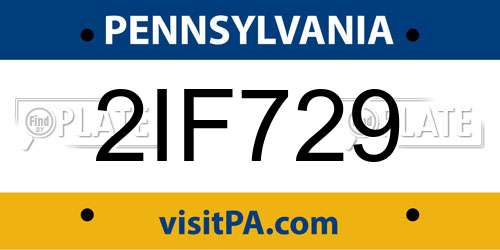 2IF729 Pennsylvania License Plate