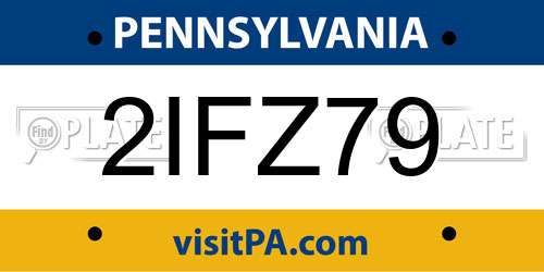 2IFZ79 Pennsylvania License Plate