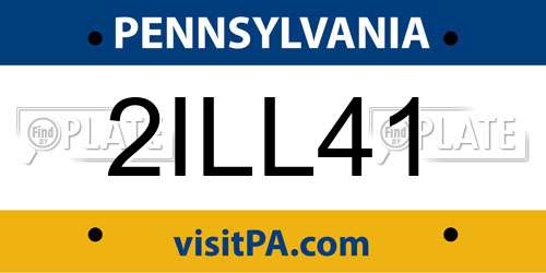 2ILL41 Pennsylvania License Plate