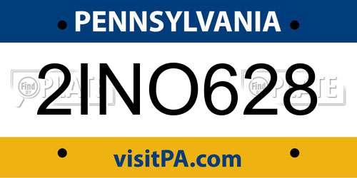 2INO628 Pennsylvania License Plate